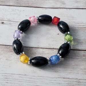Vintage Stretch Bracelet Black & Multi Colored